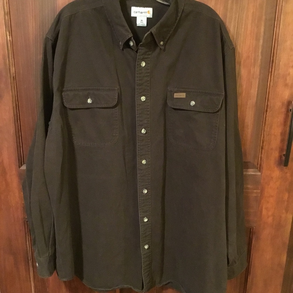 Men's Carhartt Button Down Long Sleeve Shirt Size XLT chest 52 length 33